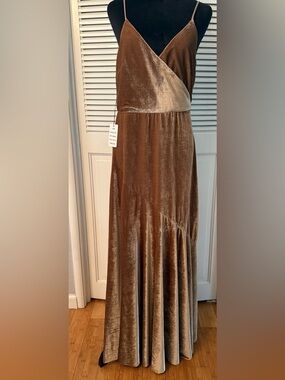 Velvet Slip Dress in Bronze Tone